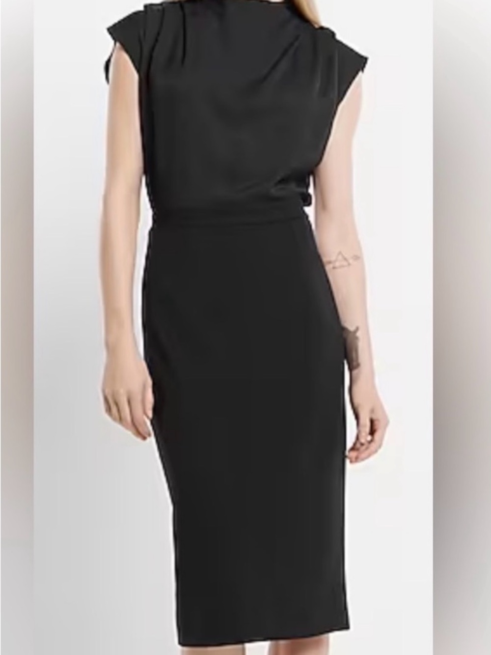Express Black mock neck midi dress M